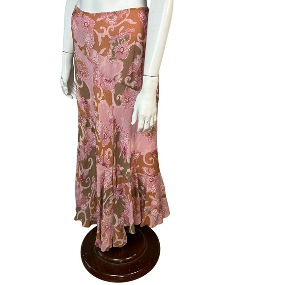 Fairy Maxi Skirt Size 10 Nicole Miller Collection Silk Pink Floral Beaded 90s